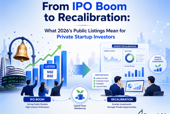 Invest in startups India 2026 IPO boom to recalibration trend chart